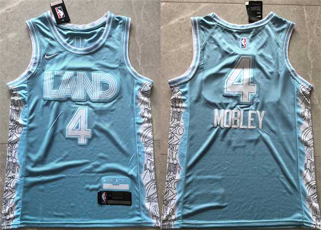 Mens Cleveland Cavaliers #4 Evan Mobley Light Blue 2024 City Edition Stitched Jersey